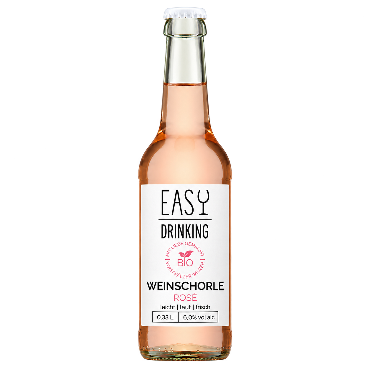 EASY DRINKING Bio-Weinschorle Rosé mit dem aktuellen Originaletikett