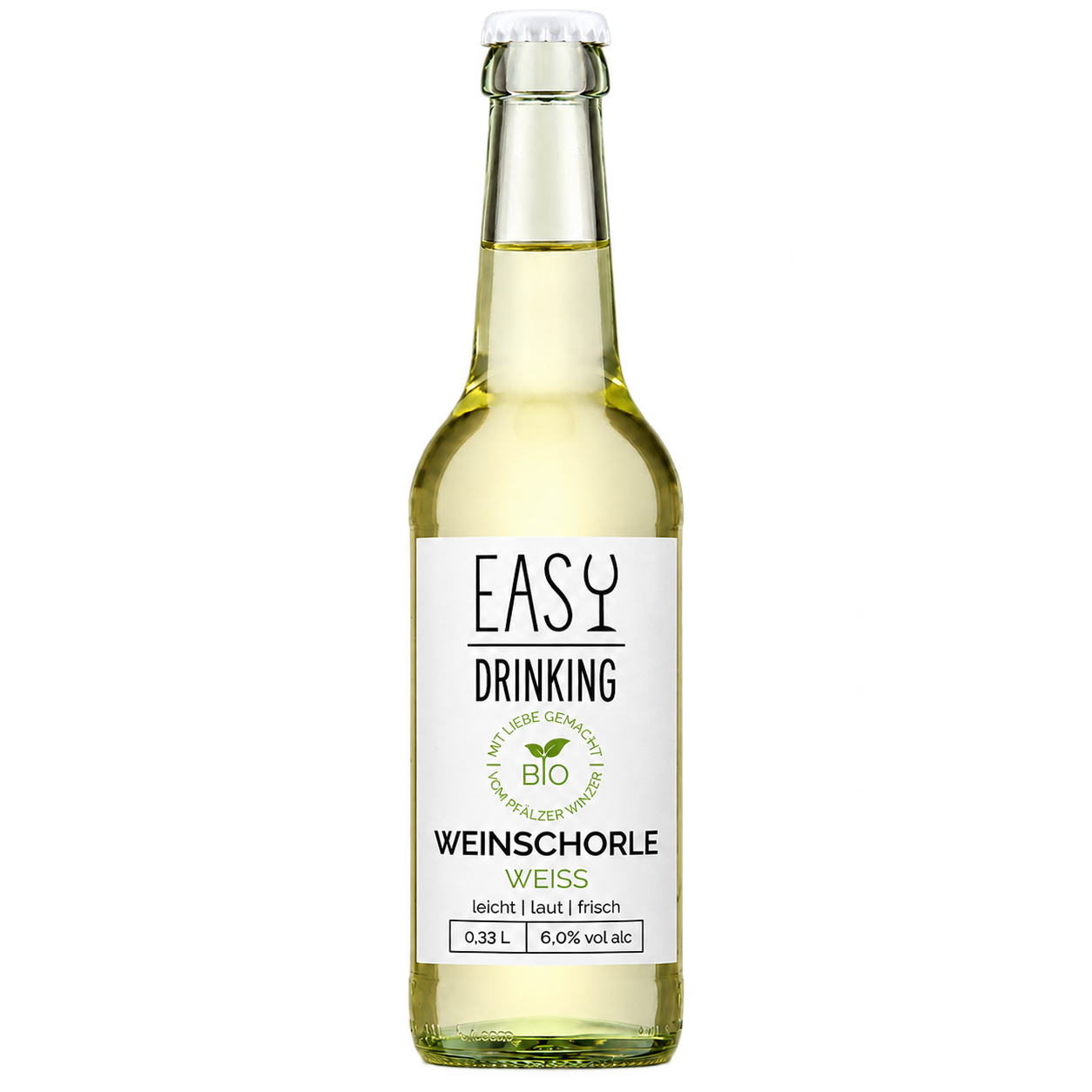 EASY DRINKING Bio-Weinschorle Weiß mit dem aktuellen Originaletikett